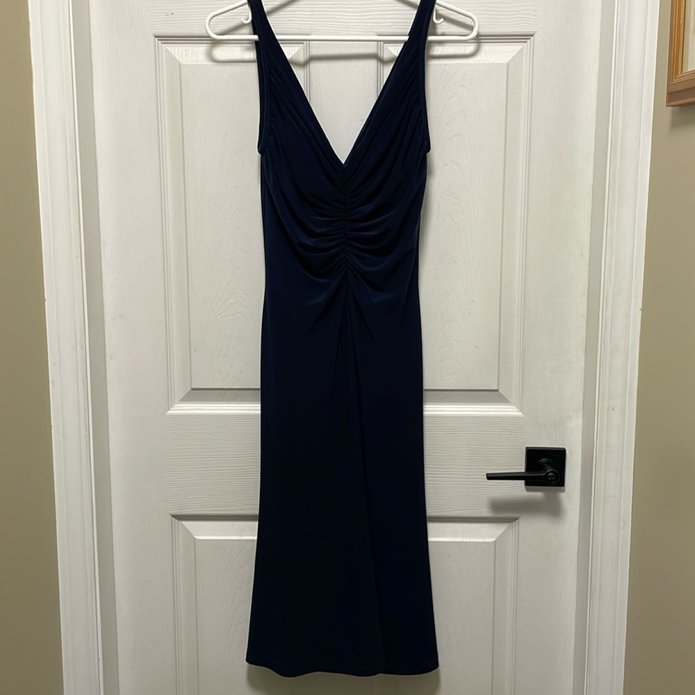 Joseph Ribkoff | Deep Blue | Fit &Flare | Sleeveless | V | Midi Dress | Size 6
